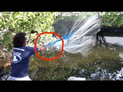 Super Slow Motion Cast Net Throw with Mullet