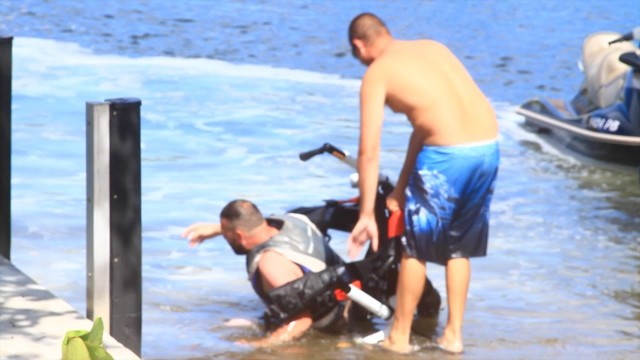 Jet Pack Crash Landing At Boat Ramp